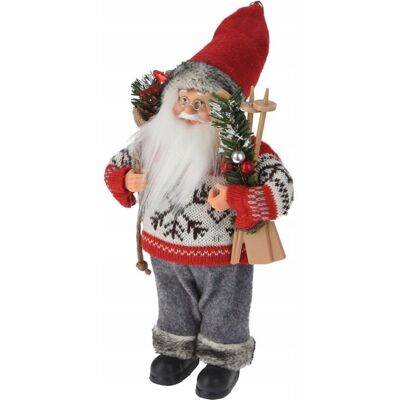 Koopman MIKOŁAJ ŚWIĄTECZNY DEKORACYJNY STOJĄCY DELUXE 30CM SZARO CZERWONY Koopman MIKOŁAJ ŚWIĄTECZNY DEKORACYJNY STOJĄCY DELUXE 30CM SZARO CZERWONY