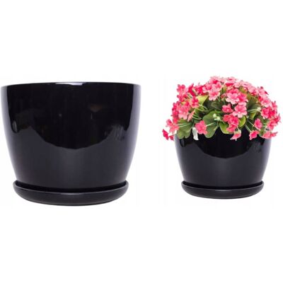 POLNIX Osłonka Ceramiczna Czarna Z Podstawką 30x23,5cm POLNIX Osłonka Ceramiczna Czarna Z Podstawką 30x23,5cm
