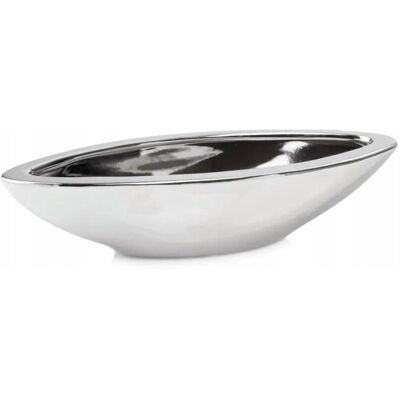 POLNIX Osłonka srebrna łódka pod stroik ceramiczna 40x14 cm POLNIX Osłonka srebrna łódka pod stroik ceramiczna 40x14 cm