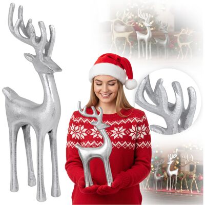 EDANTI Renifer Figurka Duża Świąteczna Stojąca Dekoracja Ozdoba Srebrna 35 Cm EDANTI Renifer Figurka Duża Świąteczna Stojąca Dekoracja Ozdoba Srebrna 35 Cm