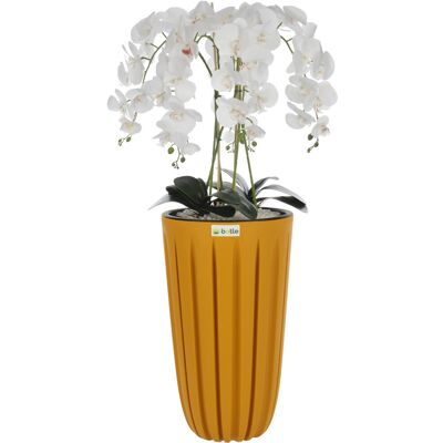 Botle Storczyk sztuczny biały w donicy bukiet orchidea H 100 cm donica żółta żłobienia Botle Storczyk sztuczny biały w donicy bukiet orchidea H 100 cm donica żółta żłobienia
