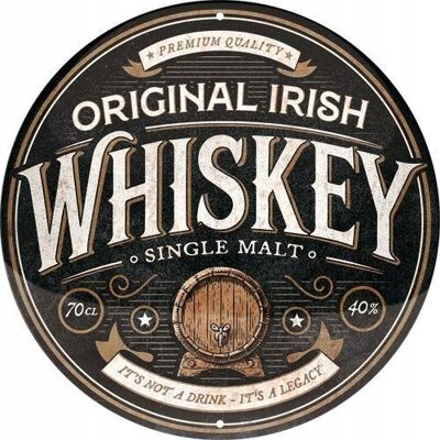 ART Tablica szyld IRISH WHISKEY SINGLE MALT okrągły metalowy blacha 35 cm ART Tablica szyld IRISH WHISKEY SINGLE MALT okrągły metalowy blacha 35 cm
