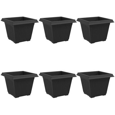 vidaXL Kwadratowa doniczka na kwiaty 6 pcs Czarny 43 x 43 x 33.5 cm vidaXL Kwadratowa doniczka na kwiaty 6 pcs Czarny 43 x 43 x 33.5 cm