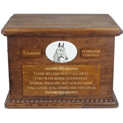Warmblood amerykański - skrzynia pamiątkowa konia, personalizowana skrzynia ze zdjęciem, duże pudełko na końskie pamiątki marki Art-Dog Warmblood amerykański - skrzynia pamiątkowa konia, personalizowana skrzynia ze zdjęciem, duże pudełko na końskie pamiątki marki Art-Dog