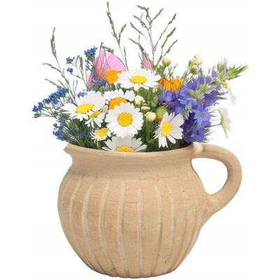 inna (Inny) WAZON BEŻOWY TERAKOTA 12cm skandynawski z uchwytem dzbanek na bukiet kwiaty inna (Inny) WAZON BEŻOWY TERAKOTA 12cm skandynawski z uchwytem dzbanek na bukiet kwiaty