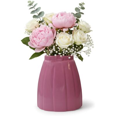 Ewax Wazon ceramiczny na kwiaty różowy spódnica glamour nowoczesny dekoracja 14,4 x 19,2 cm Ewax Wazon ceramiczny na kwiaty różowy spódnica glamour nowoczesny dekoracja 14,4 x 19,2 cm