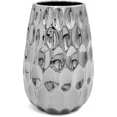 Inny producent Wazon ceramiczny nowoczesny flakon na kwiaty srebrny 21 cm wysoki glamour Inny producent Wazon ceramiczny nowoczesny flakon na kwiaty srebrny 21 cm wysoki glamour
