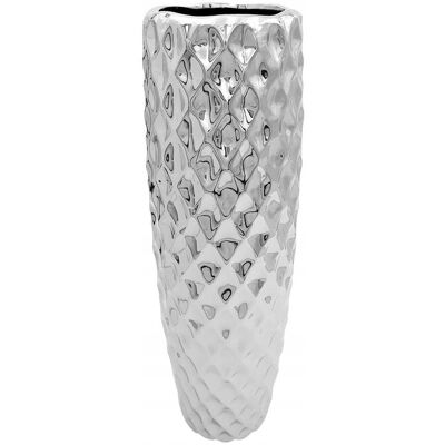 Inny producent Wazon ceramiczny nowoczesny flakon na kwiaty srebrny 44 cm wysoki glamour Inny producent Wazon ceramiczny nowoczesny flakon na kwiaty srebrny 44 cm wysoki glamour