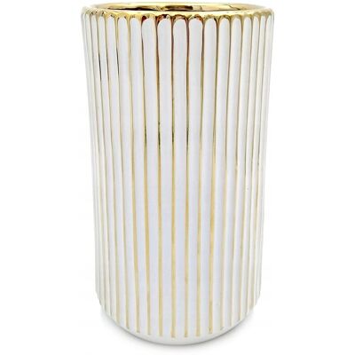 Inny producent Wazon Ceramiczny Nowoczesny Na Kwiaty Srebrny 23 Cm Wysoki Glamour Biały Złoty Inny producent Wazon Ceramiczny Nowoczesny Na Kwiaty Srebrny 23 Cm Wysoki Glamour Biały Złoty