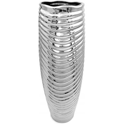 Inny producent Wazon ceramiczny nowoczesny na kwiaty srebrny 45 cm wysoki glamour Inny producent Wazon ceramiczny nowoczesny na kwiaty srebrny 45 cm wysoki glamour