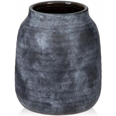 Bezmarkowe WAZON CERAMICZNY RUSTYKALNY na kwiaty czarny niski duży Bezmarkowe WAZON CERAMICZNY RUSTYKALNY na kwiaty czarny niski duży