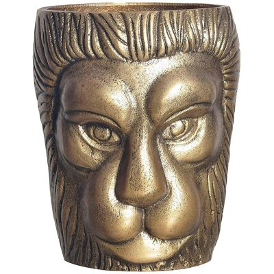 FineBuy Wazon Głowa Lwa 21 cm Aluminium Złoto Nowoczesny Wazon Kwiatowy Ręcznie FineBuy Wazon Głowa Lwa 21 cm Aluminium Złoto Nowoczesny Wazon Kwiatowy Ręcznie