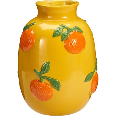 AM/63 Amsterdam Wazon na kwiaty z pomarańczowym wzorem GORT, Ø 17 x 25 cm, żółty AM/63 Amsterdam Wazon na kwiaty z pomarańczowym wzorem GORT, Ø 17 x 25 cm, żółty