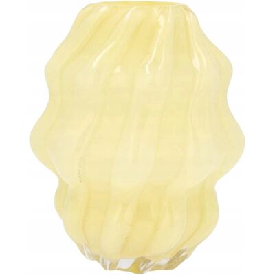 Skandi.pl WAZON SZKLANY 20cm OKRĄGŁY ŻÓŁTY NA KWIATY BUKIET DO SALONU DOMU BOHO RETRO Skandi.pl WAZON SZKLANY 20cm OKRĄGŁY ŻÓŁTY NA KWIATY BUKIET DO SALONU DOMU BOHO RETRO