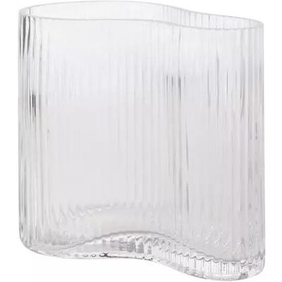 Inny producent WAZON szklany, transparentny, prążkowana faktura, nieregularny kształt, designerski 15 cm Inny producent WAZON szklany, transparentny, prążkowana faktura, nieregularny kształt, designerski 15 cm