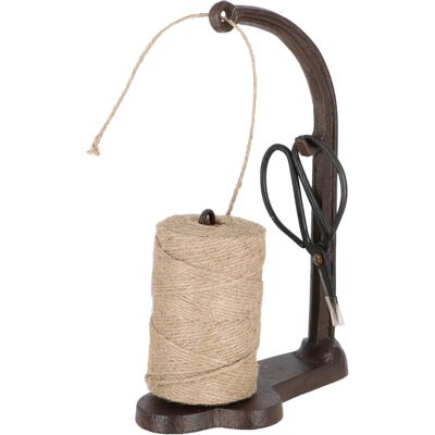 Esschert Design Żeliwny stojak na sznurek jutowy z nożyczkami rustykalny vintage 25 cm brąz postarzany Esschert Design Żeliwny stojak na sznurek jutowy z nożyczkami rustykalny vintage 25 cm brąz postarzany