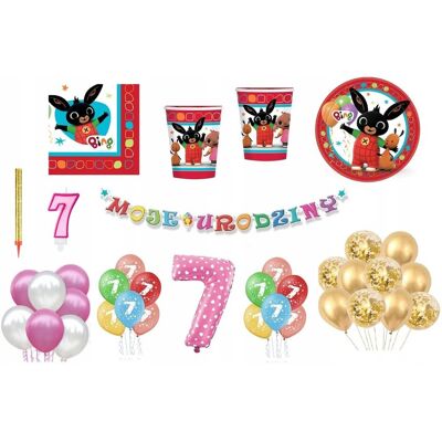ImprezCzas Zestaw Bing 7 Urodziny Balony Talerzyki Kubeczki Baner świeczka fontanna ImprezCzas Zestaw Bing 7 Urodziny Balony Talerzyki Kubeczki Baner świeczka fontanna