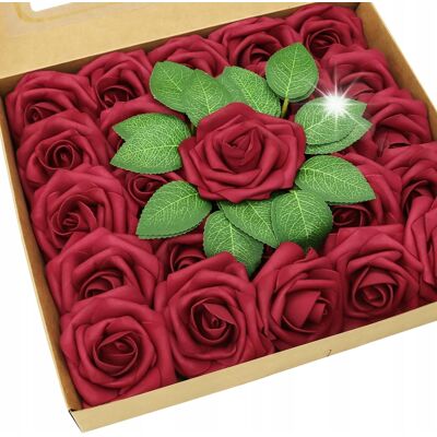 Inny producent 25 x RÓŻE PIANKOWE SZTUCZNE CZERWONE OZDOBY KWIATY KWIAT WALENTYNKI 22,5cm Inny producent 25 x RÓŻE PIANKOWE SZTUCZNE CZERWONE OZDOBY KWIATY KWIAT WALENTYNKI 22,5cm