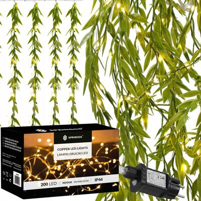 Springos GIRLANDA LIŚCIE SZTUCZNE NA ŚCIANĘ BALKON BLUSZCZ DEKORACJA RUSKUS 200LED Springos GIRLANDA LIŚCIE SZTUCZNE NA ŚCIANĘ BALKON BLUSZCZ DEKORACJA RUSKUS 200LED