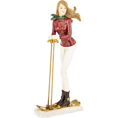 Narciarz Figurka Kobieta Na Nartach Narciarka Ozdoba Świąteczna Prezent28cm Narciarz Figurka Kobieta Na Nartach Narciarka Ozdoba Świąteczna Prezent28cm