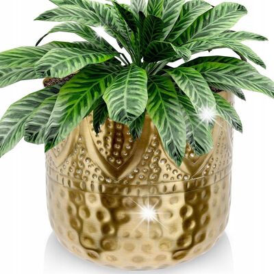 Orion Osłona na doniczkę doniczki osłonka niska metalowa złota 19x18cm VILDE Orion Osłona na doniczkę doniczki osłonka niska metalowa złota 19x18cm VILDE