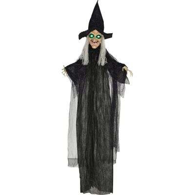 Homcom Dekoracja Halloween 183 Cm, Czarownica Z Led I Dźwiękiem Homcom Dekoracja Halloween 183 Cm, Czarownica Z Led I Dźwiękiem