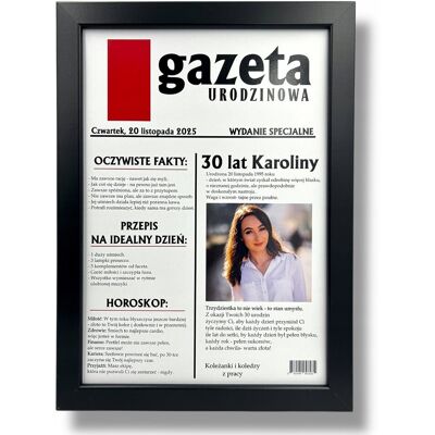 Inny producent Gazeta urodzinowa Prezent na 18 30 40 50 60 PLAKAT 21X30 RAMKA A4 S11 Inny producent Gazeta urodzinowa Prezent na 18 30 40 50 60 PLAKAT 21X30 RAMKA A4 S11