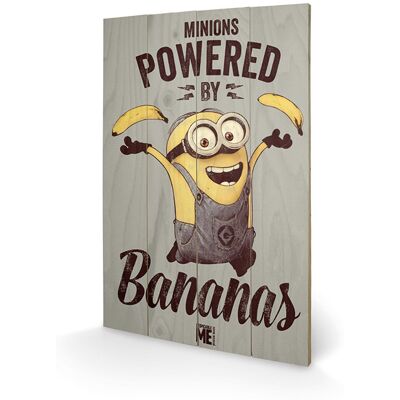 Grafika na drewnie PYRAMID INTERNATIONAL Minionki Powered by Bananas, szaro-brązowy, 40x59x150 cm Grafika na drewnie PYRAMID INTERNATIONAL Minionki Powered by Bananas, szaro-brązowy, 40x59x150 cm