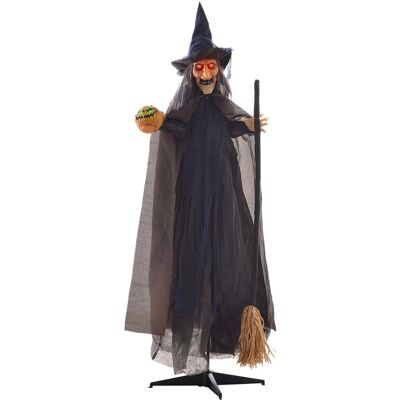 Homcom 190cm 75' Witch With Broomstick Outdoor Halloween Decoration, Halloween Animatronic With Sound Activated, Light Up Eyes, Sound Effects, Anima.. Homcom 190cm 75' Witch With Broomstick Outdoor Halloween Decoration, Halloween Animatronic With Sound Activated, Light Up Eyes, Sound Effects, Anima..