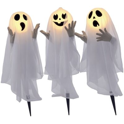 Homcom 60cm 23.6' Ghost Stakes Halloween Decorations, Halloween Props With Light Up Heads, For Haunted House Indoor Outdoor Decor Homcom 60cm 23.6' Ghost Stakes Halloween Decorations, Halloween Props With Light Up Heads, For Haunted House Indoor Outdoor Decor