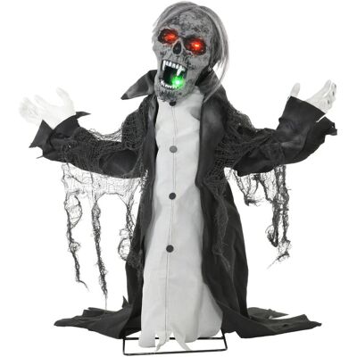 Homcom 75cm 30' Hollow Half-Body Skeleton Outdoor Halloween Decoration, Halloween Animatronic With Sound Activated, Light Up Eyes, Sound Effects, An.. Homcom 75cm 30' Hollow Half-Body Skeleton Outdoor Halloween Decoration, Halloween Animatronic With Sound Activated, Light Up Eyes, Sound Effects, An..