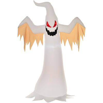 Homcom Halloween Dmuchany Duch 2,4 M Dekoracja Z Led Ip44 Samonadmuchujący Poliester Biały + Czerwony 150 X 80 X 240 Cm Homcom Halloween Dmuchany Duch 2,4 M Dekoracja Z Led Ip44 Samonadmuchujący Poliester Biały + Czerwony 150 X 80 X 240 Cm