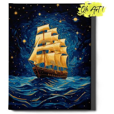 Malowanie Po Numerach 40X50Cm Pejzaż – Obraz Do Malowania Po Numerach Z Rama Statek W Nocy – Oh Art! Malowanie Po Numerach 40X50Cm Pejzaż – Obraz Do Malowania Po Numerach Z Rama Statek W Nocy – Oh Art!