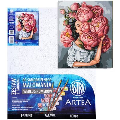 Malowanie po numerach 40x50cm, W piwoniach, ARTEA ASTRA Malowanie po numerach 40x50cm, W piwoniach, ARTEA ASTRA