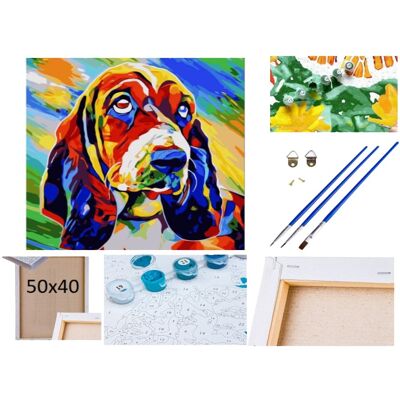 DK Investment Group Malowanie po numerach Obraz Rama Płótno ZESTAW 5w1 PIES BASSET HOUND piesek psy zwierzęta DK Investment Group Malowanie po numerach Obraz Rama Płótno ZESTAW 5w1 PIES BASSET HOUND piesek psy zwierzęta