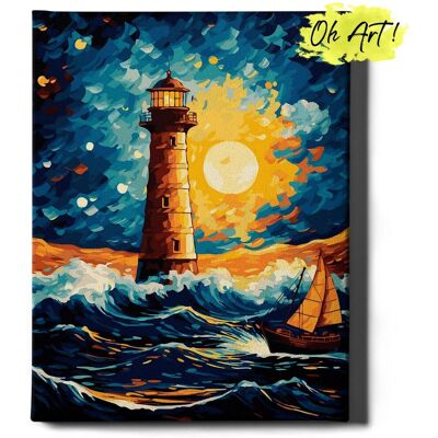 Malowanie Po Numerach Pejzaż z Ramą 40x50 cm Latarnia morska – Obraz do Malowania po numerach Oh Art! Malowanie Po Numerach Pejzaż z Ramą 40x50 cm Latarnia morska – Obraz do Malowania po numerach Oh Art!