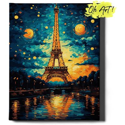 Malowanie Po Numerach Pejzaż z Ramą 40x50 cm Wieża Eiffla – Obraz do Malowania po numerach Miasto Oh Art! Malowanie Po Numerach Pejzaż z Ramą 40x50 cm Wieża Eiffla – Obraz do Malowania po numerach Miasto Oh Art!