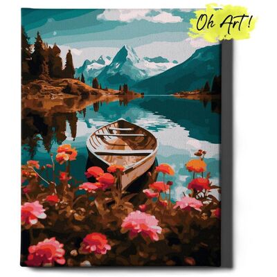 Malowanie Po Numerach z Ramą 40x50 cm Łódź na rzece – Obraz do Malowania po numerach Krajobraz Oh Art! Malowanie Po Numerach z Ramą 40x50 cm Łódź na rzece – Obraz do Malowania po numerach Krajobraz Oh Art!
