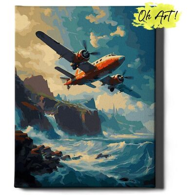 Malowanie Po Numerach z Ramą 40x50 cm Samolot na morzu – Obraz do Malowania po numerach Pejzaż Oh Art! Malowanie Po Numerach z Ramą 40x50 cm Samolot na morzu – Obraz do Malowania po numerach Pejzaż Oh Art!