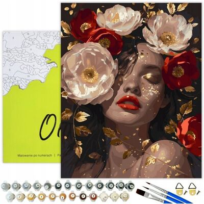 Oh Art! MALOWANIE PO NUMERACH z Ramą ze złotą farbą NA CZARNYM PŁÓTNIE Kwiaty OhArt Oh Art! MALOWANIE PO NUMERACH z Ramą ze złotą farbą NA CZARNYM PŁÓTNIE Kwiaty OhArt
