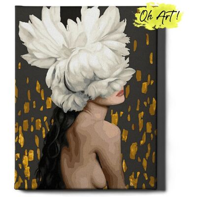 Malowanie Po Numerach ze złotą farbą z Ramą 40x50 cm Kobieta – Obraz do Malowania po numerach z błyszczącą farbą Oh Art! Malowanie Po Numerach ze złotą farbą z Ramą 40x50 cm Kobieta – Obraz do Malowania po numerach z błyszczącą farbą Oh Art!