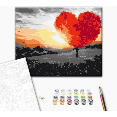 Marka: Artgeist - Serce kształtujące drzewo (wschód słońca) 60x40cm - Zestaw do malowania Marka: Artgeist - Serce kształtujące drzewo (wschód słońca) 60x40cm - Zestaw do malowania