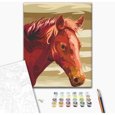Artgeist Brązowy Koń 40x60 - Zestaw do malowania dla dorosłych i dzieci Artgeist Brązowy Koń 40x60 - Zestaw do malowania dla dorosłych i dzieci