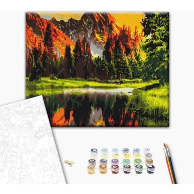 ARTGEIST Obraz do samodzielnego malowania - Górska dolina o zachodzie słońca ARTGEIST Obraz do samodzielnego malowania - Górska dolina o zachodzie słońca