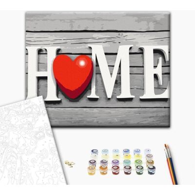 ARTGEIST Obraz do samodzielnego malowania - Home z czerwonym sercem ARTGEIST Obraz do samodzielnego malowania - Home z czerwonym sercem