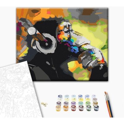 ARTGEIST Obraz do samodzielnego malowania - Kolorowa małpa w słuchawkach ARTGEIST Obraz do samodzielnego malowania - Kolorowa małpa w słuchawkach
