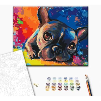 ARTGEIST Obraz do samodzielnego malowania - Kolorowy buldog francuski ARTGEIST Obraz do samodzielnego malowania - Kolorowy buldog francuski