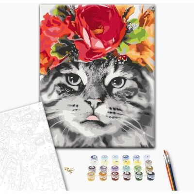 ARTGEIST Obraz do samodzielnego malowania - Kot z kwiatami ARTGEIST Obraz do samodzielnego malowania - Kot z kwiatami