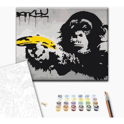 Karo-art DIY Malowanie na płótnie - Małpa (Banksy Street Art Graffiti) - Zestaw Artystyczny Karo-art DIY Malowanie na płótnie - Małpa (Banksy Street Art Graffiti) - Zestaw Artystyczny