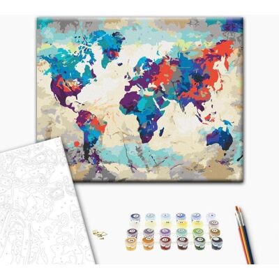 ARTGEIST Obraz do samodzielnego malowania - Mapa świata (błękitno-czerwona) ARTGEIST Obraz do samodzielnego malowania - Mapa świata (błękitno-czerwona)